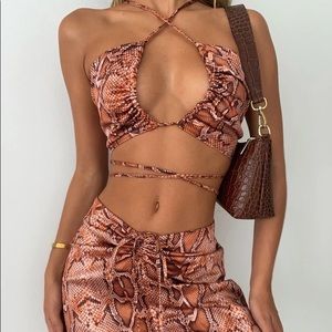 Tiger Mist Athina Crop Top and Starla Skirt Snake Set